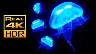 Amazing Jellyfish Aquarium in 4K HDR  Soothing amp Relaxing Music  Great for Oled HDR TVs [upl. by Audi]