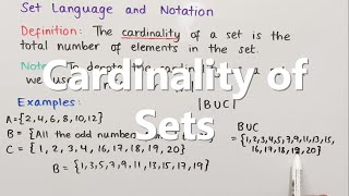 Cardinality of Sets [upl. by Idonah]