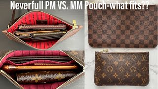 Louis Vuitton Neverfull MM VS PM Pouch Review What fits How to use them [upl. by Huba]