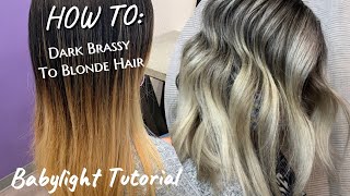 BABYLIGHTS TUTORIAL  Dark Brassy Hair To Ashy Blonde  FULL FOIL  Formulation [upl. by Zilada400]