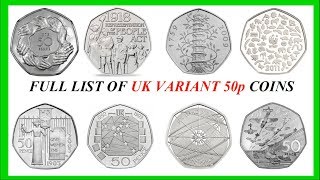 FULL UK 50p VARIANTS LIST 1969  2018  WITH MINTAGE FIGURES  2018 VIDEO [upl. by Shannah]