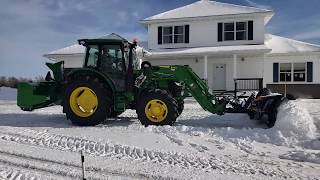 John Deere 5090r Snow Plowing SnoWay V Plow [upl. by Bridget]