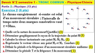 Devoir N°2 semestre 1  Tronc commun  PhysiqueChimie [upl. by Adest355]