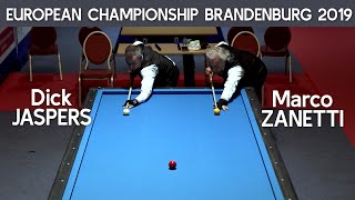 3Cushion European Championship Brandenburg 2019  Dick Jaspers vs Marco Zanetti [upl. by Hctub]