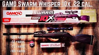 Gamo Swarm Whisper 10X 22 cal air rifle Indepth field review at 30 50 75 and 100 yards [upl. by Tcideneb69]