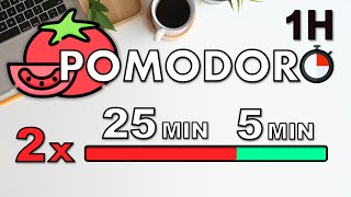 1H Pomodoro Technique  Study Timer 2x 25 Min  Focus Session [upl. by Lirrehs]