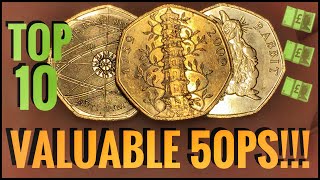 Top 10 Most Valuable and Rare 50p Coins UK Circulation [upl. by Aridatha]