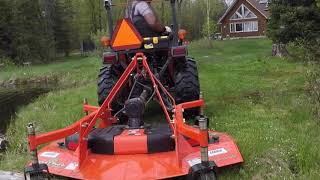 162 kubota B2601 LandPride FDR1660 Finish Mower First Cut outdoor channel [upl. by Sydalg912]