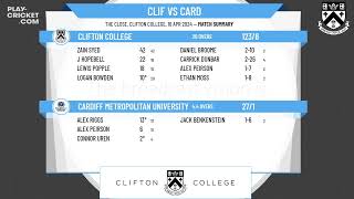 ECB Friendly  Clifton College v Cardiff Metropolitan University [upl. by Ylrebmek927]