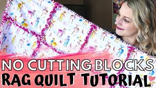 1 HOUR RAG QUILT WITHOUT CUTTING BLOCKS Sewing Tutorial Beginners Sewing Project [upl. by Notelrac]