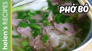 PHO BO  Vietnamese Beef Noodle Soup Recipe  Helens Recipes [upl. by Arul20]