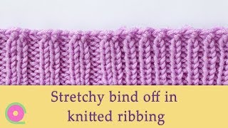 Easy stretchy bind off in knitted ribbing [upl. by Ennahgiel281]