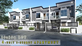 Project 21 4UNIT 2 STOREY APARTMENT on 10x24m LOT  2 BEDROOM  SMALL HOUSE DESIGN [upl. by Lenod]