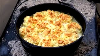 30 MIN DUTCH OVEN RECIPE Chicken Gravy with Biscuits [upl. by Nahbois]