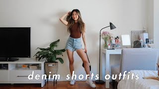 STYLING HIGH WAISTED DENIM SHORTS  denim shorts outfit ideas [upl. by Perceval]