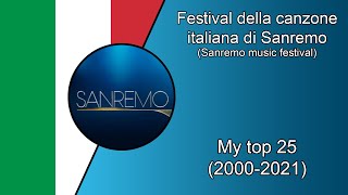 Festival Di Sanremo  My Top 25 Songs 2000  2021 [upl. by Garlaand836]