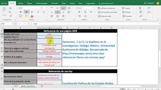 Referencias formato APA archivo en Excel [upl. by Ahsenot]