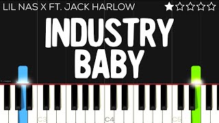 Lil Nas X  Industry Baby ft Jack Harlow  EASY Piano Tutorial [upl. by Siravaj]