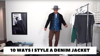 10 Ways I Style a Black Denim Jacket  Outfit Inspiration [upl. by Hereld516]