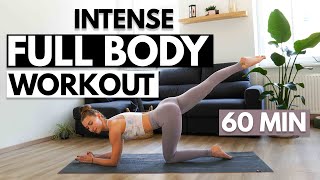 1 HOUR INTENSE FULL BODY PILATES WORKOUT  Intermediate Mat Pilates At Home  No Equipment [upl. by Zoes]