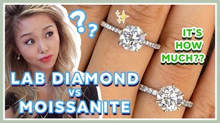 Moissanite vs Lab Grown Diamond  What’s REALLY Better  2ct on Hand Comparison By Bonnie Jewelry [upl. by Ellehcem]