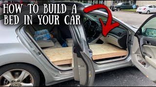 How to Build a Bed in Your Car for Living amp Sleeping  Homeless amp CARLIFE CHEAP [upl. by Nawram]