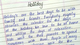 Write an essay on holiday  Holiday essay in english [upl. by Nnayrrehs414]