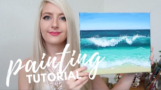 PAINTING TUTORIAL Acrylic Ocean for Beginners  Katie Jobling Art [upl. by Anujra760]