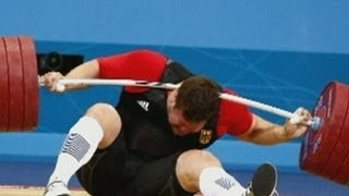 Weight drop German Matthias Steiner drops nearly 200kg on neck at Olympics 2012 weightlifting [upl. by Hazard]