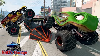 MONSTER JAM MADNESS 25  Crashes Jumps and Freestyle Tournament  BeamNG Drive [upl. by Draneb]