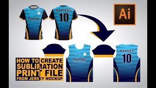 Creating Sublimation Print File From a Jersey Mockup  Adobe Illustrator Tutorials [upl. by Arretnahs]