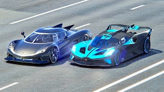 Bugatti Bolide vs Koenigsegg Jesko Absolut  Drag Race 20 kM [upl. by Hepsoj705]