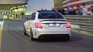 Decatted MercedesAMG C63S  LOUD BURNOUTS [upl. by Warfeld]