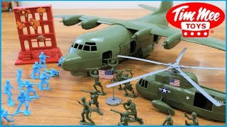 Tim Mee Toy Plastic Army Men Surprise Box with Tanks Helicopter Planes Video [upl. by Airednaxela]