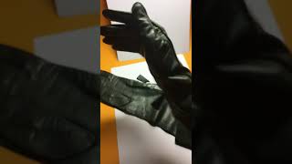 Handmade Luxury long leather gloves [upl. by Oicatsana]