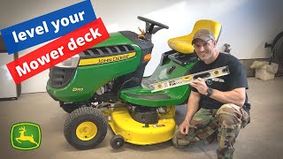 How to LEVEL your mower deck John Deere [upl. by Onairotciv]