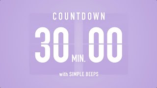 30 Min Countdown Flip Clock Timer  Simple Beeps 🫐 🔔 [upl. by Christiano194]