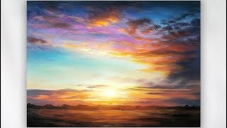 Painting a Realistic Sunset in Acrylics [upl. by Danny]