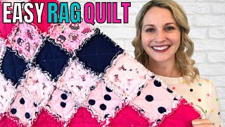 HOW TO MAKE A RAG QUILT FOR BEGINNERS Step by Step Sewing Tutorial Beginner Sewing Project [upl. by Ruthe471]