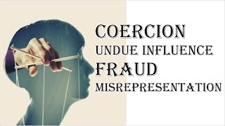 Coercion Undue Influence Fraud Misrepresentation  Indian Contract Act 1872  Law Guru [upl. by Icyaj603]