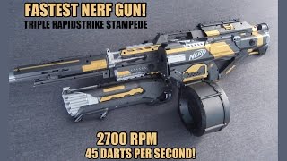 FASTEST NERF GUN TRIPLE RAPIDSTRIKE STAMPEDE w ROUGHCUT INTEGRATION [upl. by Catlin]