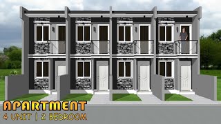 2 BEDROOM  4 UNIT  SMALL 2 STOREY APARTMENT DESIGN IDEA  OFW BUSINESS  SIMPLE DESIGN [upl. by Cello]