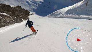 The Sarenne Alpe d’Huez 2019 in 4k skiing over 100 KPH longest black run in Europe [upl. by Kelcy766]