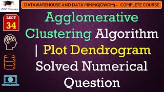 L34 Agglomerative Clustering Algorithm  Plot Dendrogram Solved Numerical Question  Data Mining [upl. by Lletnom652]