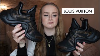 LOUIS VUITTON ARCHLIGHT TRAINER  SNEAKER  BLACK  UNBOXING REVIEW amp TRYON [upl. by Direj754]