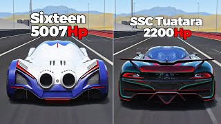 Assetto Corsa  5007Hp Devel Sixteen Vs 2200Hp SSC Tuatara Aggressor [upl. by Nosreip886]