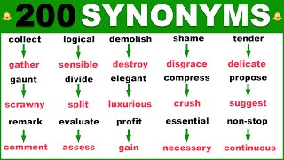 Learn 200 HELPFUL Synonym Words in English To Strengthen Your English Vocabulary [upl. by Mills]