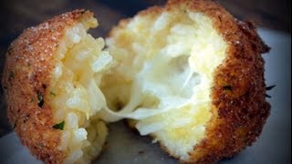 Fried Cheesy Risotto Balls Arancini Italian Food [upl. by Eisned]