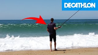 PÊCHE en SURFCASTING avec un CHAMPION DU MONDE matériel décathlon CAPERLAN SW [upl. by Ekal985]