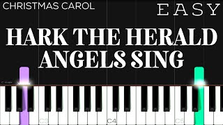 Christmas  Hark The Herald Angels Sing  EASY Piano Tutorial [upl. by Kobylak667]